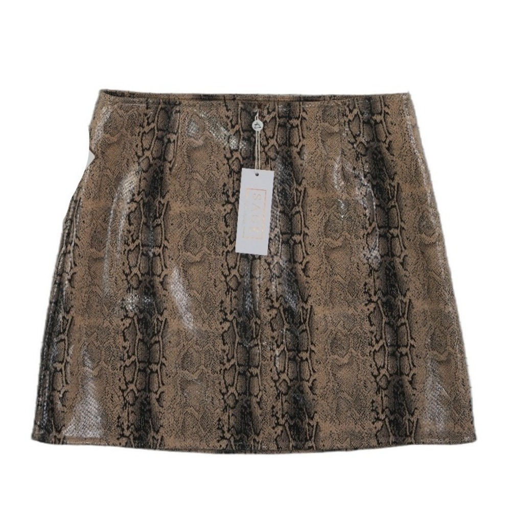 SAGE THE LABEL Anthropologie Mini Skirt Women's Size Medium Faux Leather Snake
